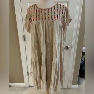 ChicSoul Boho Mini Dress-Size XL light tan